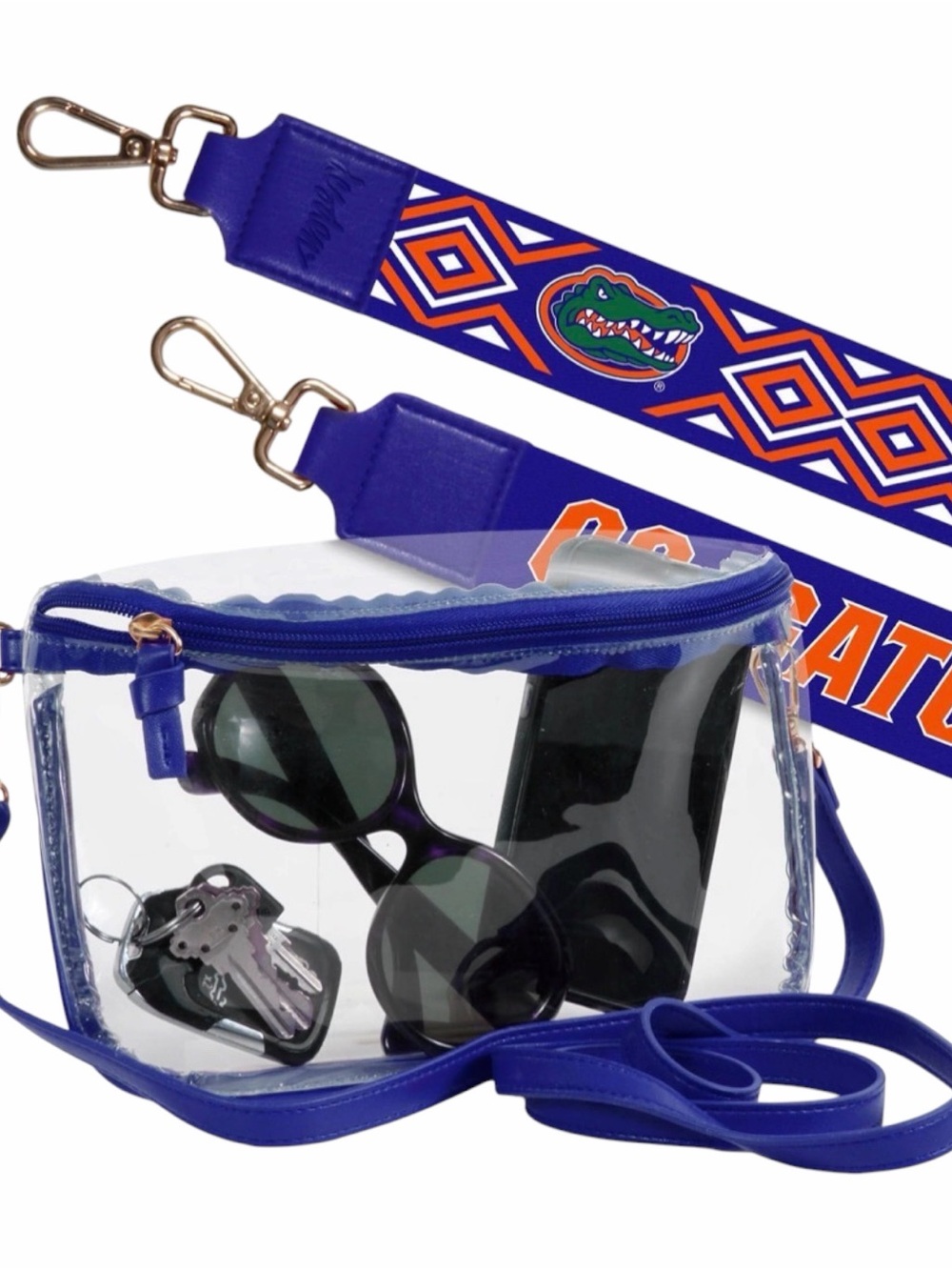 Florida Gators Clear Crossbody Bag with Detachable Strap - Blue/Orange